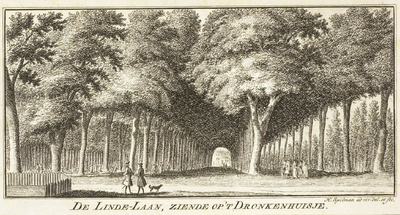 41865 De Linde-Laan, ziende op 't Dronkenhuisje / [door] H.Spilman. - Haarlem : Jan Bosch, 1761. - 1 prent op papier : ...