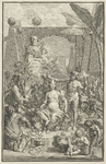 42586 De Hartekamp allegorie op de kruidtuin kopergravure gedateerd links onder, 1738