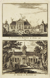 42836 3867: De lustplaats Elswout bij Overveen ';3868: De ingang van Elswout, 1746 voorpoort, zuidzijde. Kopergravure., 1746