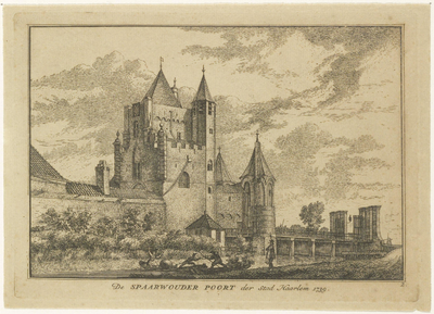 43516 De SPAARWOUDER POORT der stad Haarlem 1739 : [Gezicht op de Amsterdamse Poort vanaf de Herensingel] [afbeelding] ...