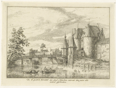 43652 De St.Jans-poort der Stad Haarlem omtrent den jaare 1620. sederd afgebrooken [afbeelding] / [door H.Spilman]. - ...