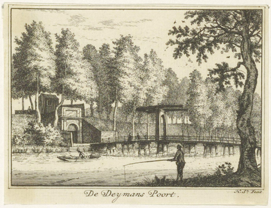 43673 De Deymans Poort : [afbeelding van de noordwestelijke stadswal met de Deymanspoort en brug over de stadssingel] / ...