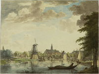 43851 Gegevens cataloguskaartje: Spaarne bij de Hooimarkt ziende naar het zuiden met molen de Adriaan, Catharijnebrug ...