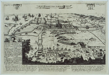 43856 [Gezicht op Haarlem in vogelvlucht vanuit het noorden tijdens het beleg door de Spanjaarden in 1572/3] ...