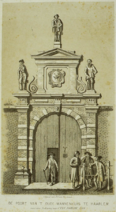 44590 De poort van 't Oude Mannenhuis te Haarlem [afbeelding] / [door] F.Allan, Cop. ; Lith.Emrik & Binger. - Haarlem : ...