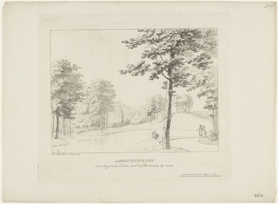 46444 Heemstede Oud-Berkenrode tuin met vijver en rotonde 'Op Berckenrode, over de grote Kom, naa de Rotonde te zien'., 1797