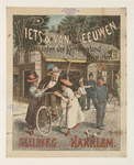 47028 Affiche van Viets & Van Leeuwen. Fabrikanten der Kennemerland-Rijwielen. Gevestigd aan de Zijlweg.Karikaturale ...