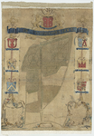 52110 Manuscriptkaart van de Haarlemerhout. Middenboven het wapen van Haarlem. Ter rechter- en linkerzijde ...