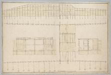 359 8 gekleurde ontwerptekeningen, genummerd I t/m VIII, voor de vernieuwing in 1811 en 1812 van de zeesluis te Muiden. ...