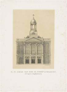 192 R.K. kerk van den H. Jozef te Haarlem (De tegenwoordige Kathedraal) voorgevel Lithografie, 1883