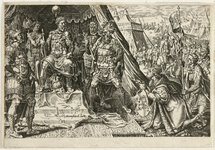 172 Willem II, hertog van Gelre, onderwerpt zich aan het gezag van Karel V, 1543. Achtste prent uit een serie van ...