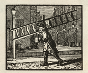 2305 De lantaarnopsteker. Houtsnede, gemonogrammeerd., 1655-1694