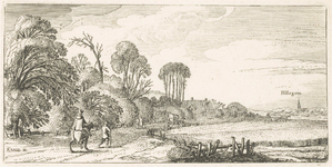 3975 Heerenweg, ziende naar het zuiden. Middenrechts Hillegom . Kopergravure., 1618-1622