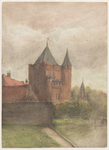 1154 Gezicht op de Amsterdamse Poort vanaf de Herensingel.Penseel in kleuren over potlood, niet gesigneerd of ...