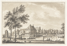 1160 Gezicht op het het dorp Sloterdijk vanaf de Haarlemmerstraatweg.Pen in zwart, penseel in grijze waterverf door Jan ...