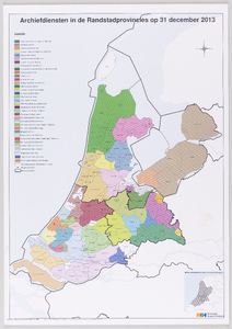 1271 Kaart Archiefdiensten in de Randstadprovincies op 31 December 2013De kaart omvat de Provincies Noord-Holland, ...