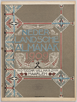 1287 Nederlandsche Almanak 1909. Omslag ontworpen door Theo Neuhuys. Kleurenlithografie op papier. Advertentie van ...
