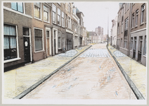 668 Technishe tekening 1494-668_01 Bewerkte fotokopie van de Jansstraat met de plek waar de Janspoort gestaan heeft, in ...