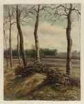NL-HlmNHA_359_1662 Bomen en heide in de omgeving van Hilversum1 topogr. schilderij: olieverf op linnen. z.s 237 x 189 ...