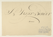 7513 Proef van kalligrafie door graveur J.P. Visser Bender, 1785-1813