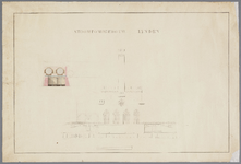 10 Tekening van Stoompompgebouw Lynden , met later (ca 1861) toegevoegde kleurentekening van aanzicht ketelbatterij van ...